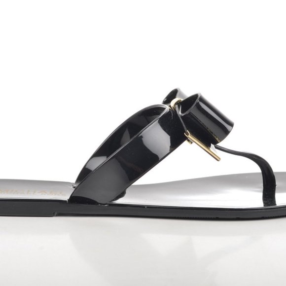 MICHAEL KORS BLACK GOLD Kayden Bow Jelly Thong Flats Sandals! SIZE 8! - Picture 5 of 7